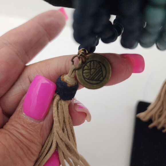 Mare Sole Amore Wrap Bracelet Multicolor Blues  Beaded Tassels Charm NWOT Boho - Picture 4 of 10